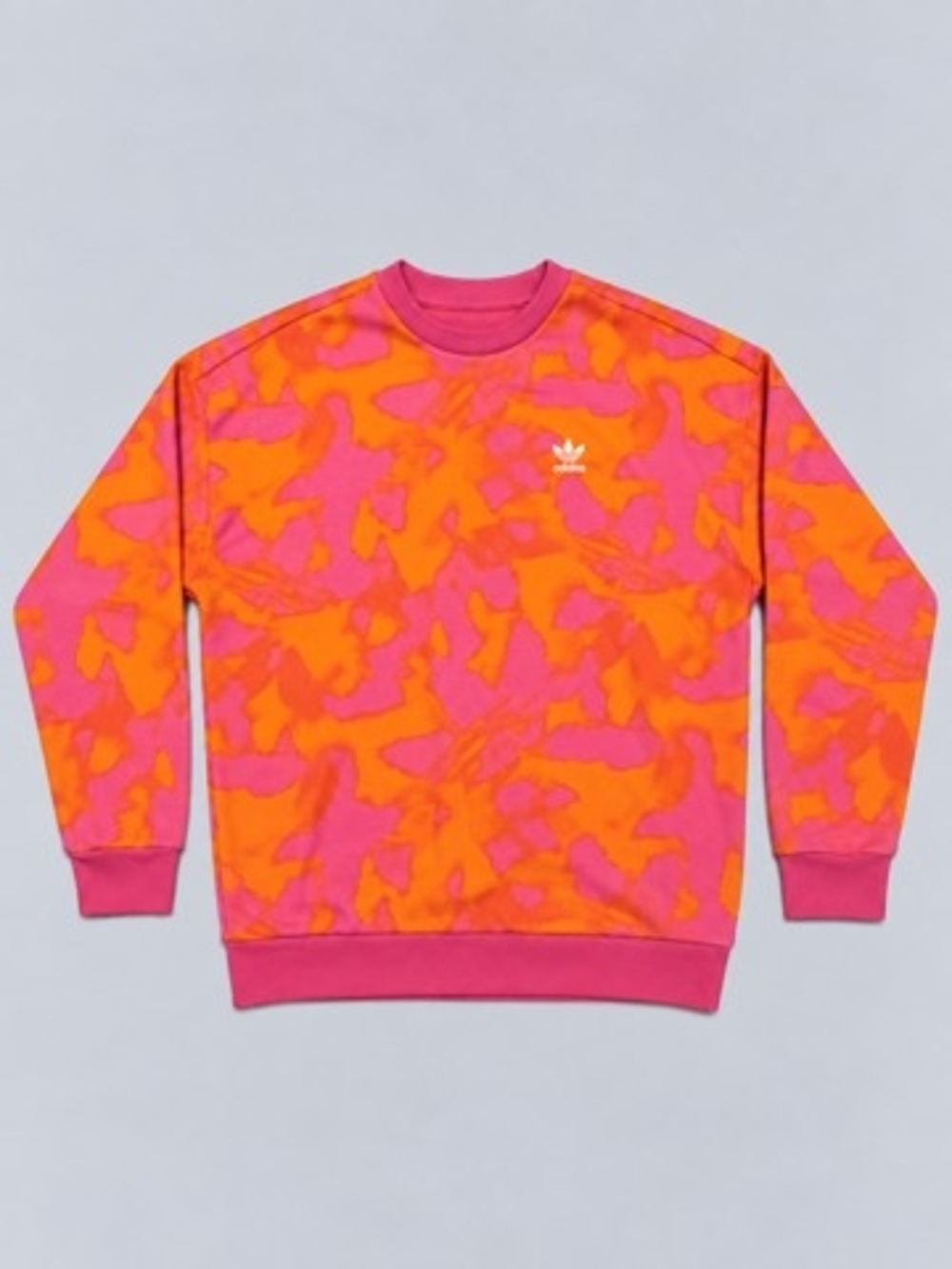 Adidas Unisex Pink & Orange Camo Crewneck Sweatshirt - Trefoil